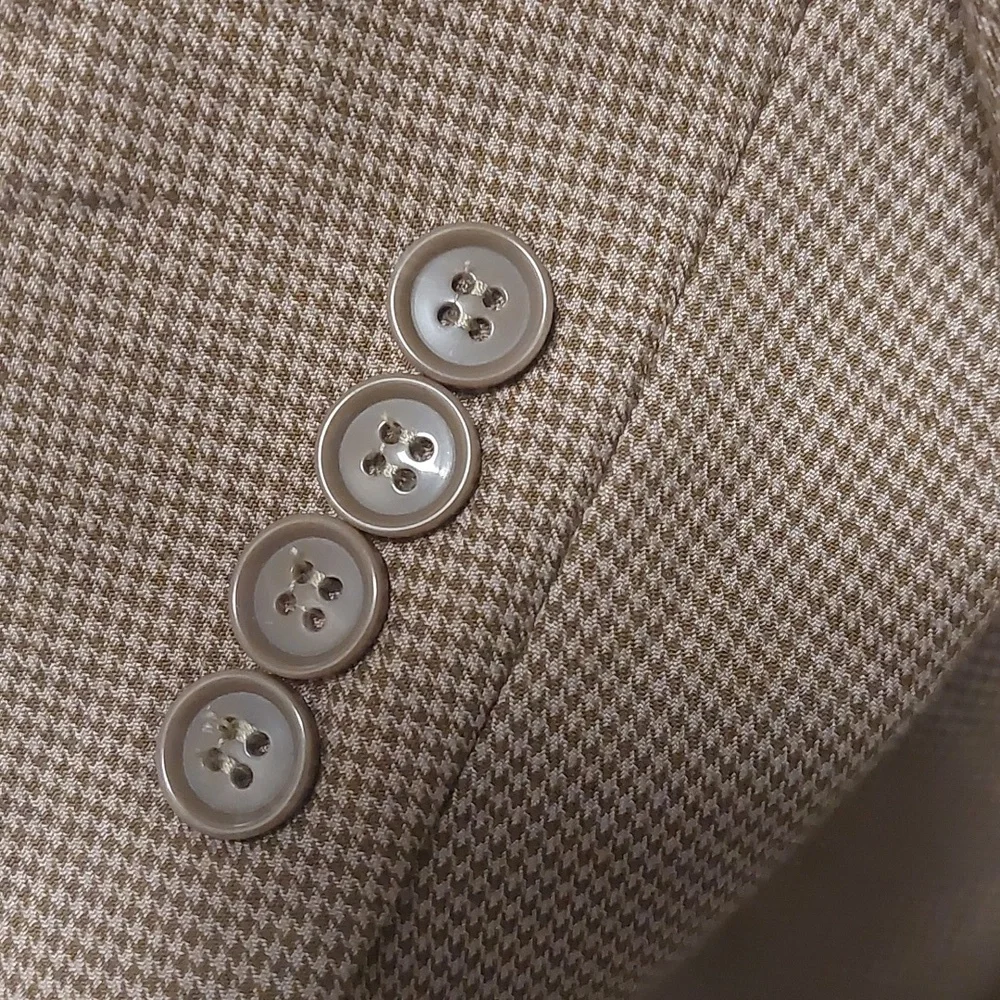 Earvin Magic Johnson Signature Brown Mini Houndstooth 4-Button Blazer Mens Sz44L